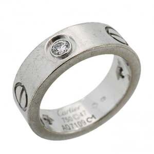CARTIER Authentic 18k Silver Diamond Love Ring #47